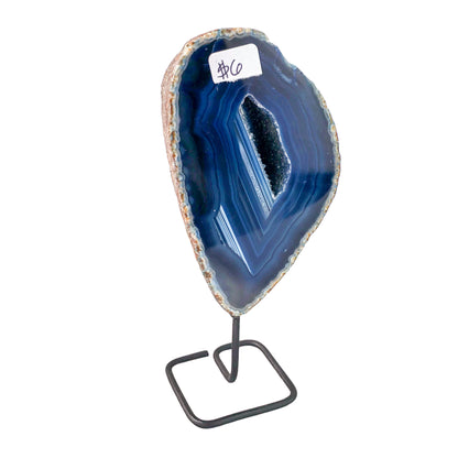 Blue Agate Geode on Stand