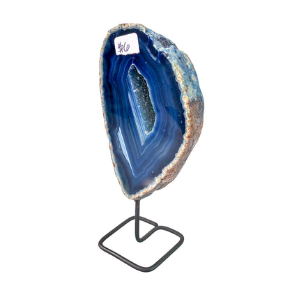 Blue Agate Geode on Stand