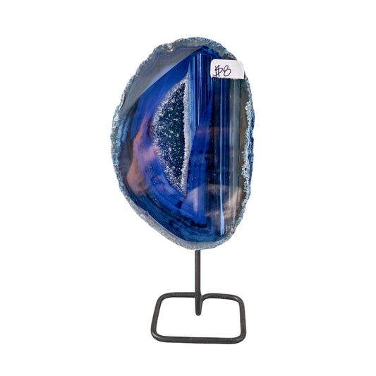 Blue Agate Geode on Stand