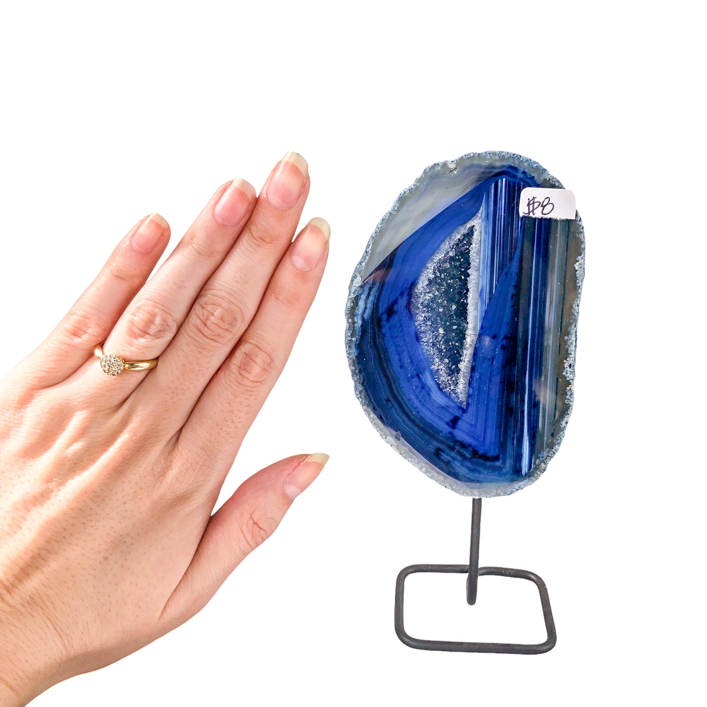 Blue Agate Geode on Stand