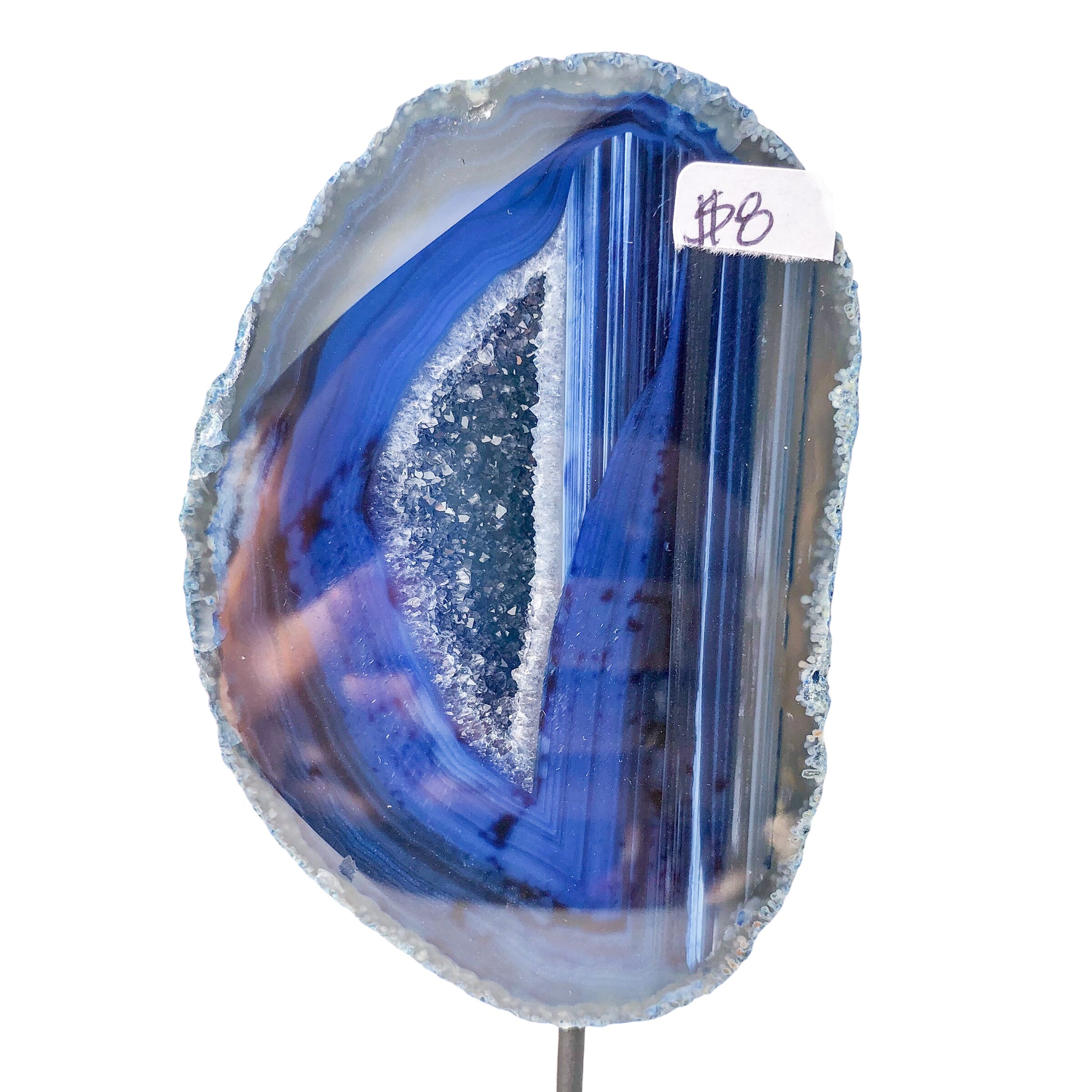 Blue Agate Geode on Stand