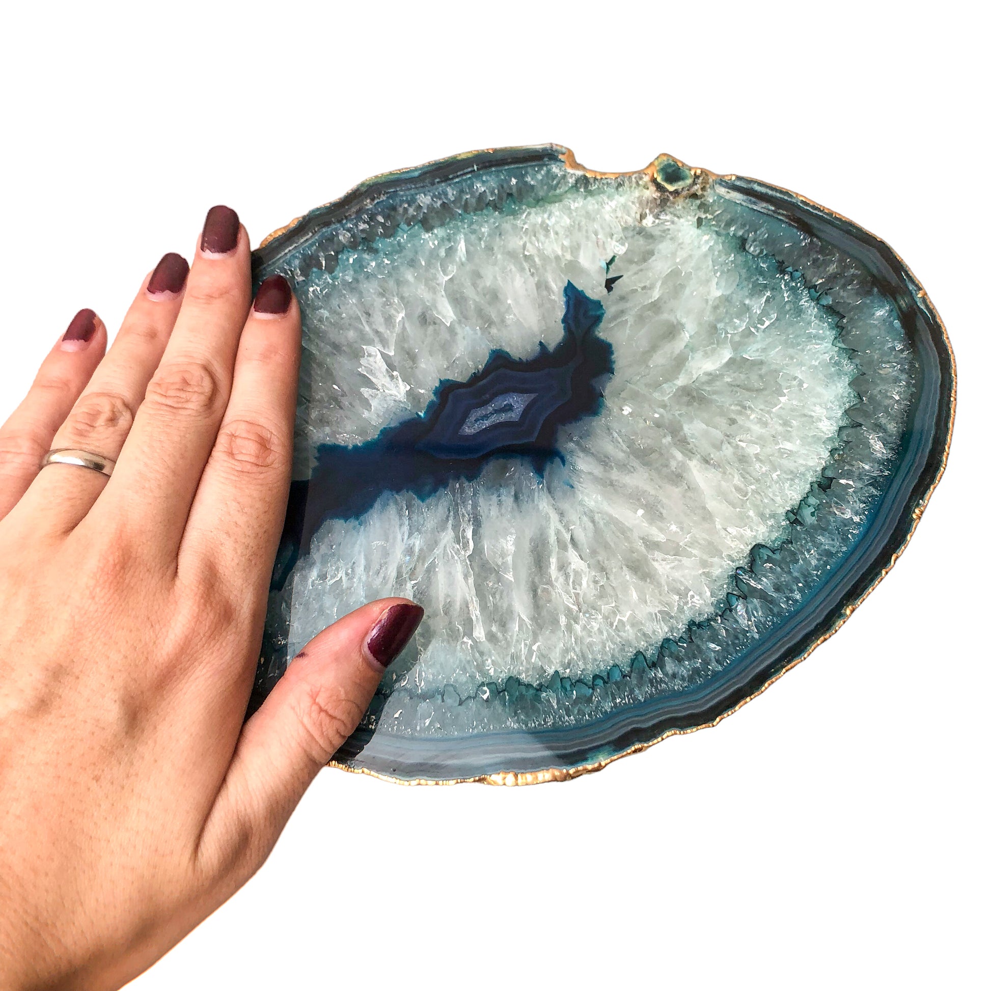 Blue Agate Platter - Gold Edges Plated