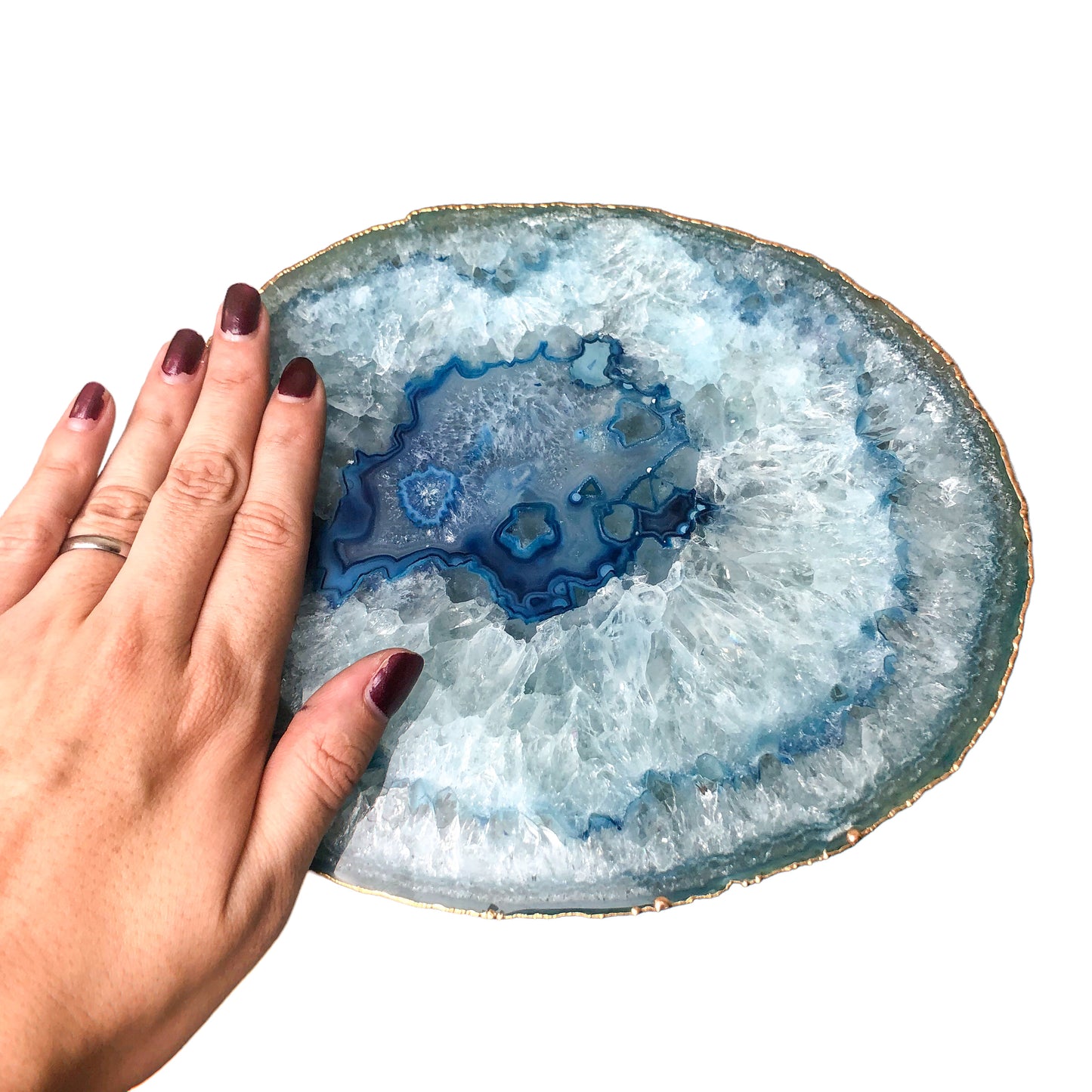 Blue Agate Platter - Gold Edges Plated