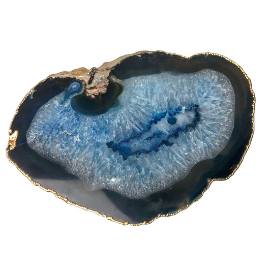 Blue Agate Platter - Gold Edges Plated