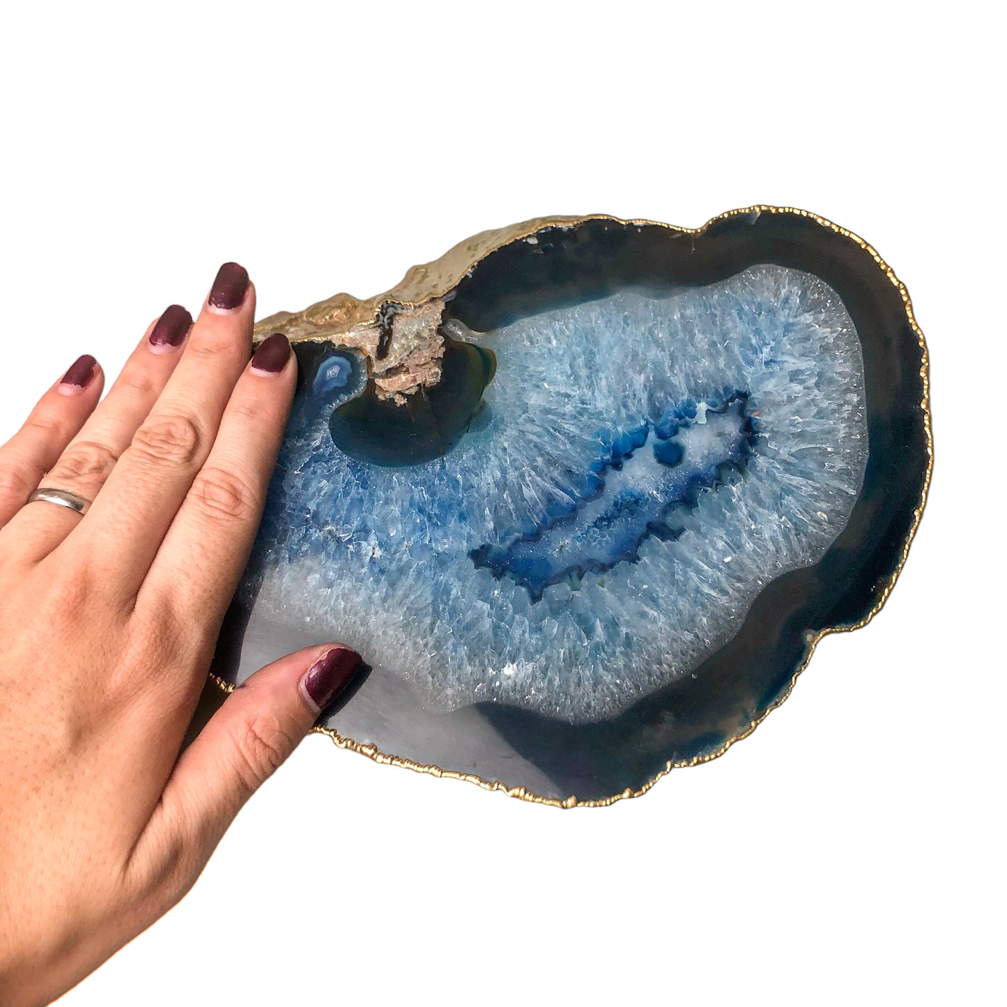 Blue Agate Platter - Gold Edges Plated