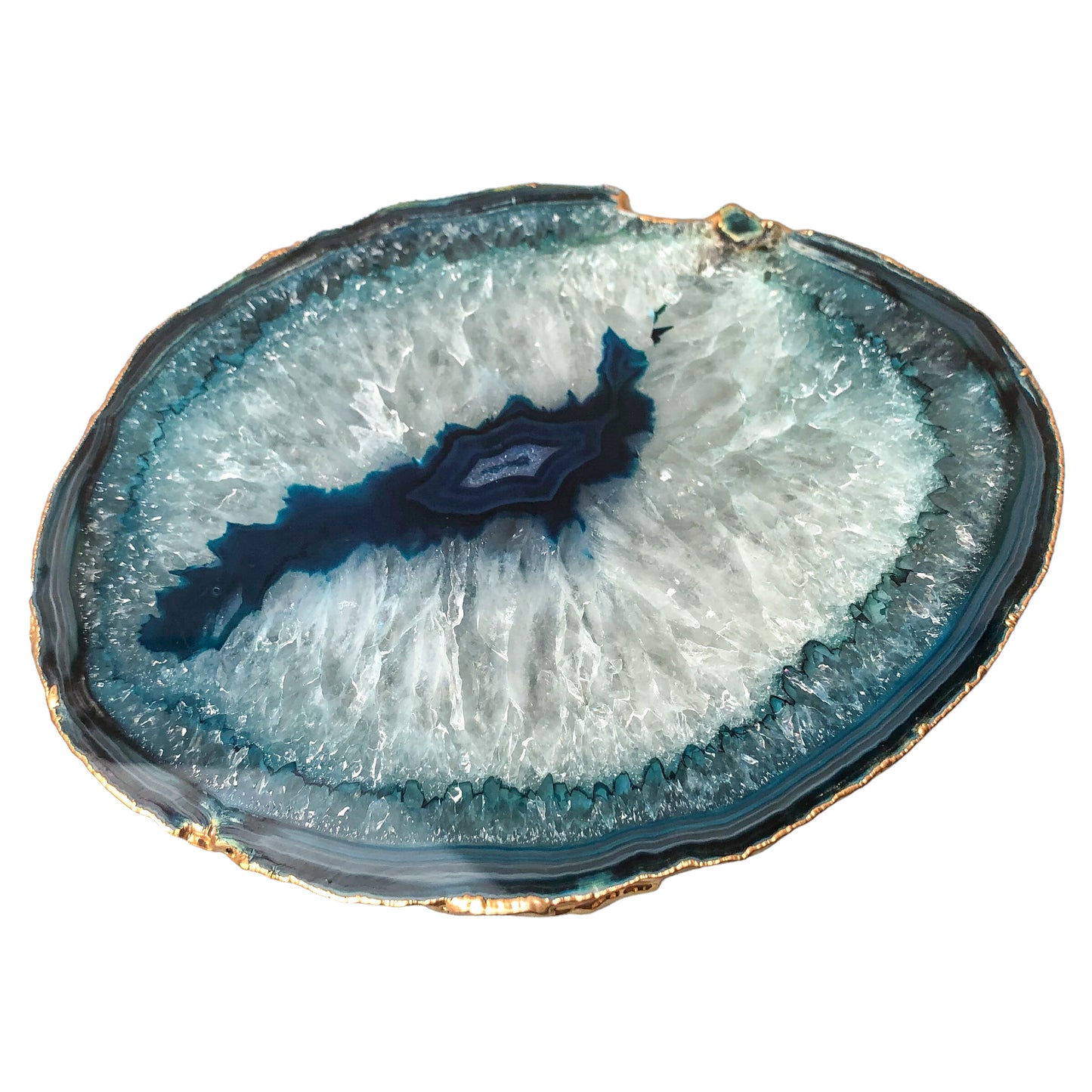 Blue Agate Platter - Gold Edges Plated