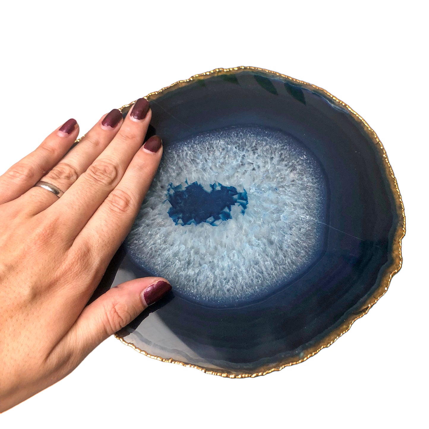 Blue Agate Platter - Gold Edges Plated