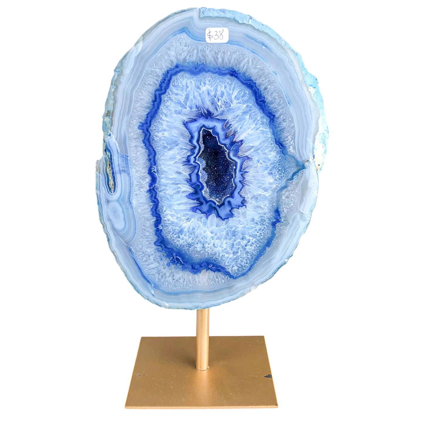 Blue Agate Slice on Stand