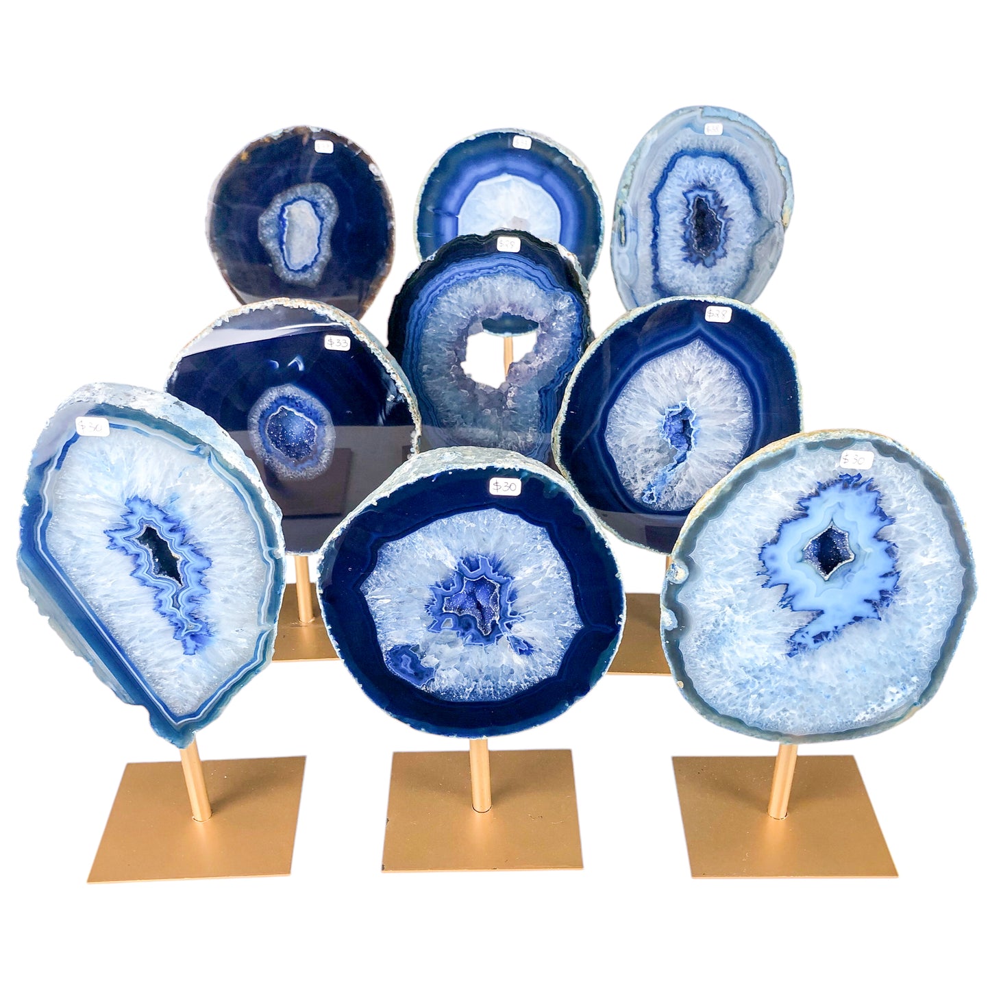 Blue Agate Slice on Stand