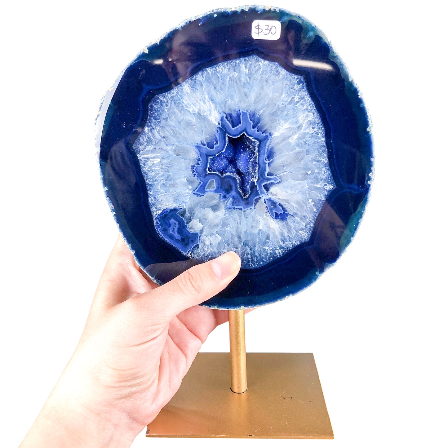 Blue Agate Slice on Stand