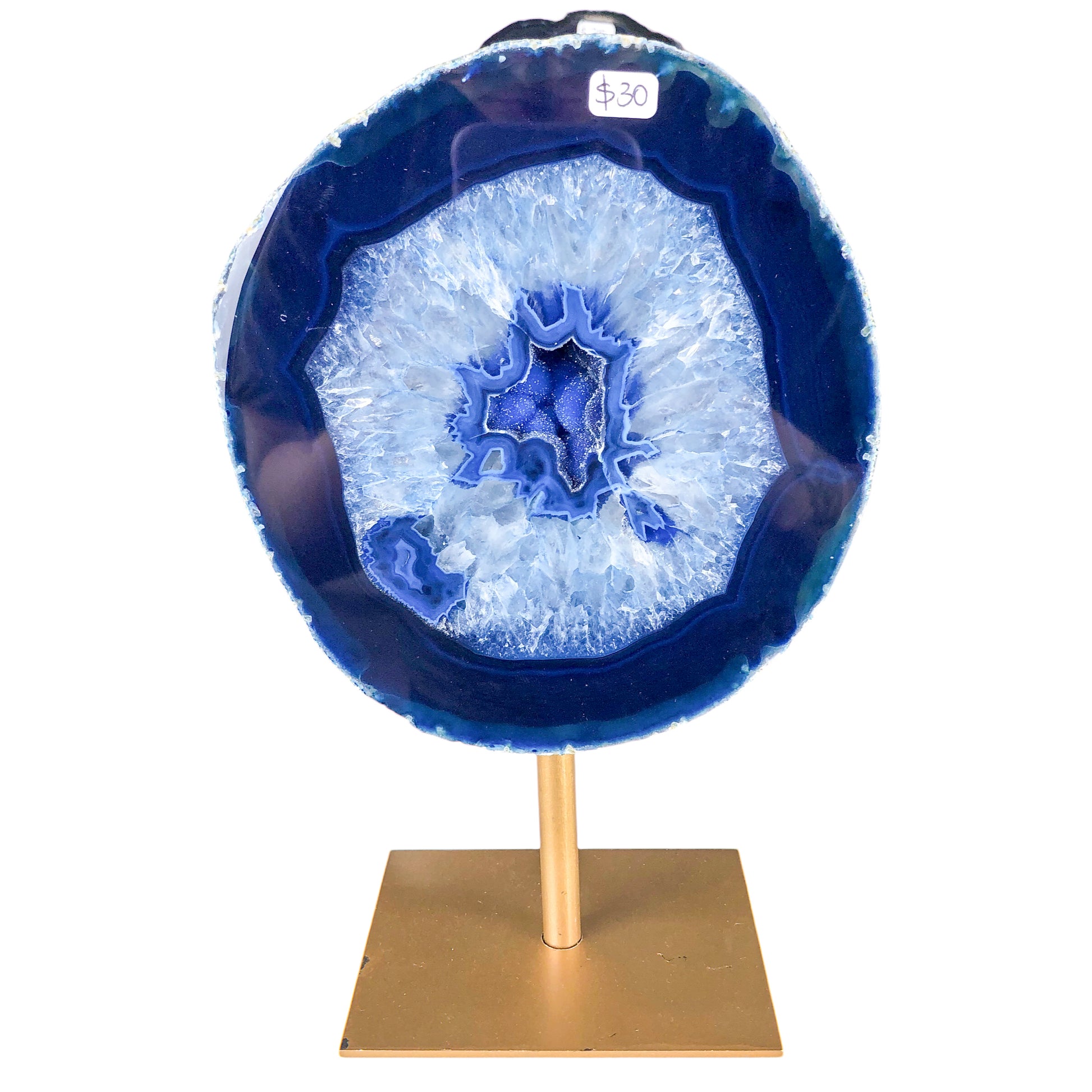 Blue Agate Slice on Stand