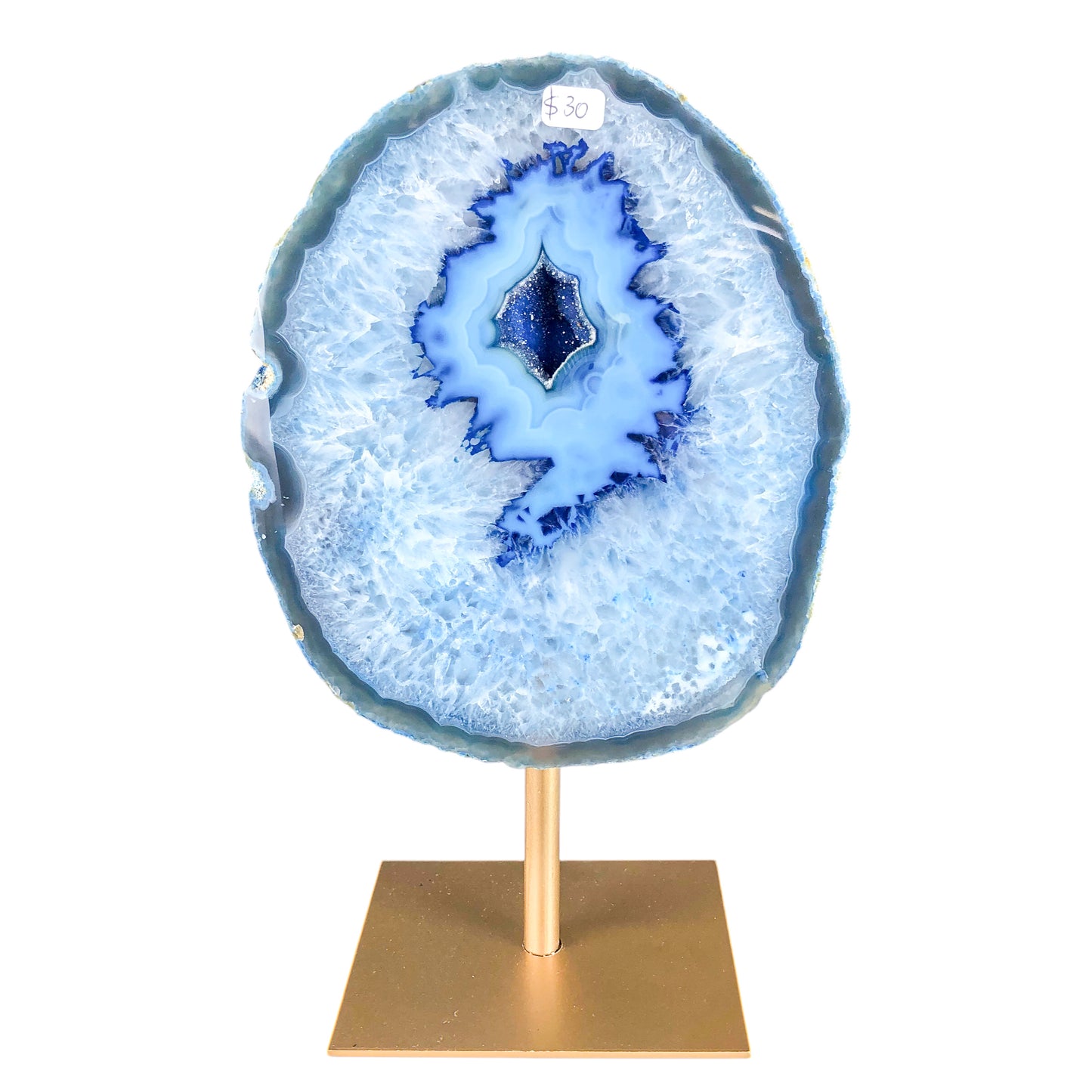 Blue Agate Slice on Stand