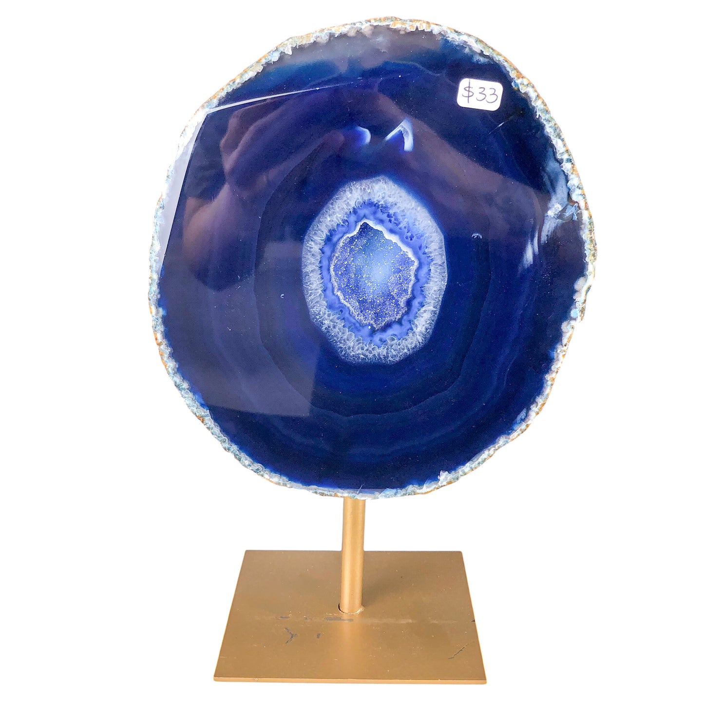 Blue Agate Slice on Stand