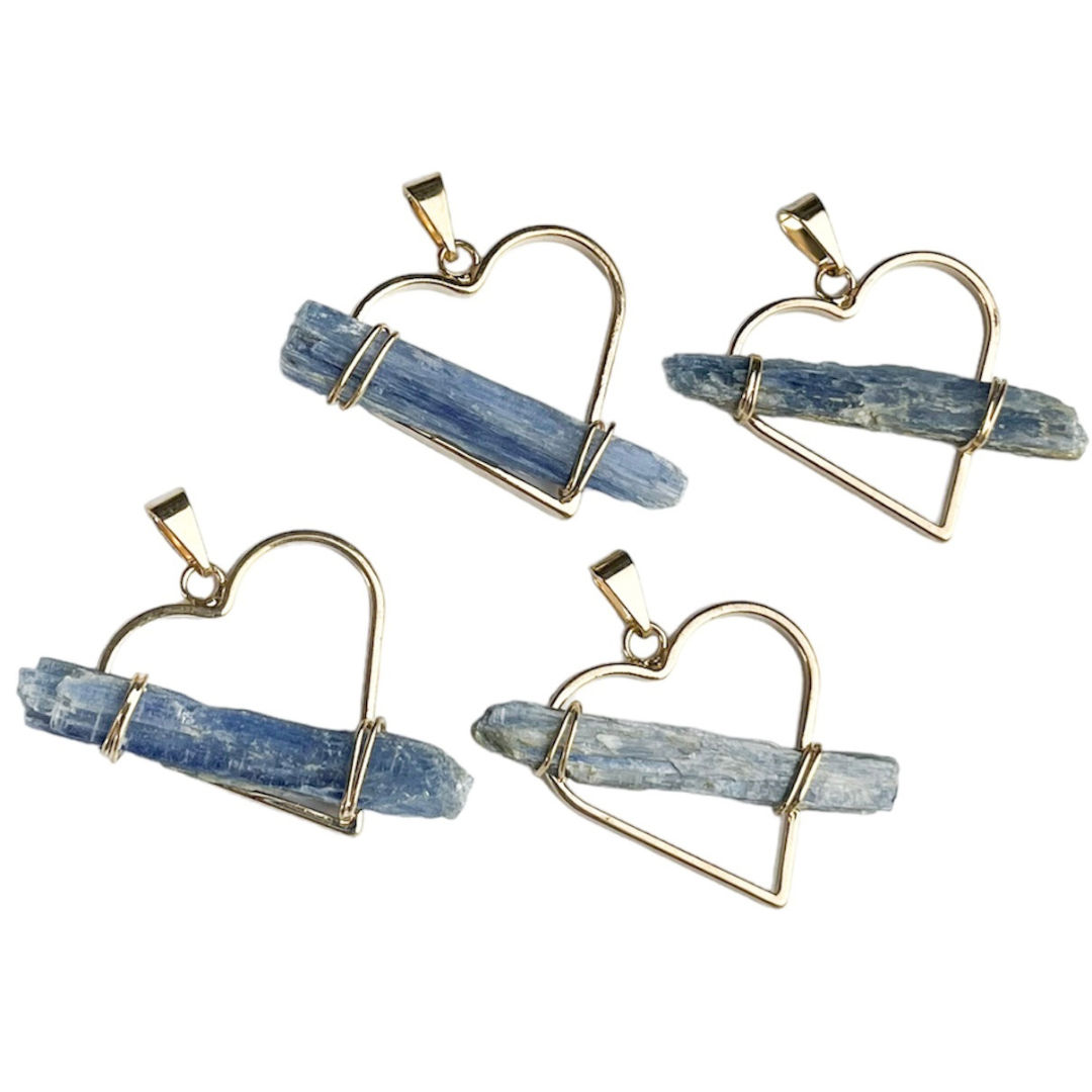 Blue Kyanite Heart Pendants