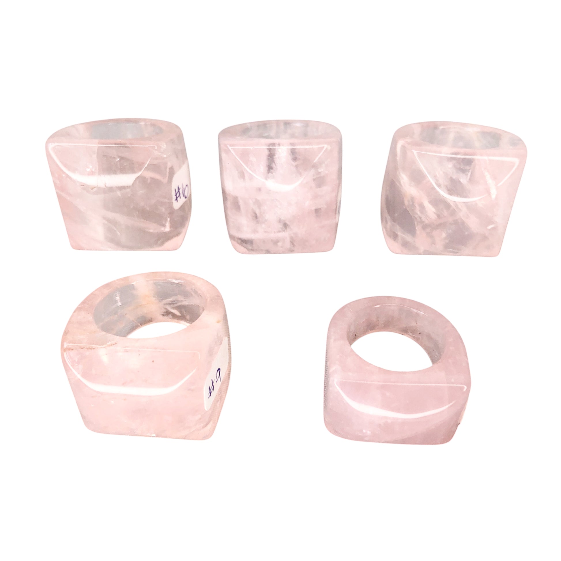 Carved Rose Quartz Rings