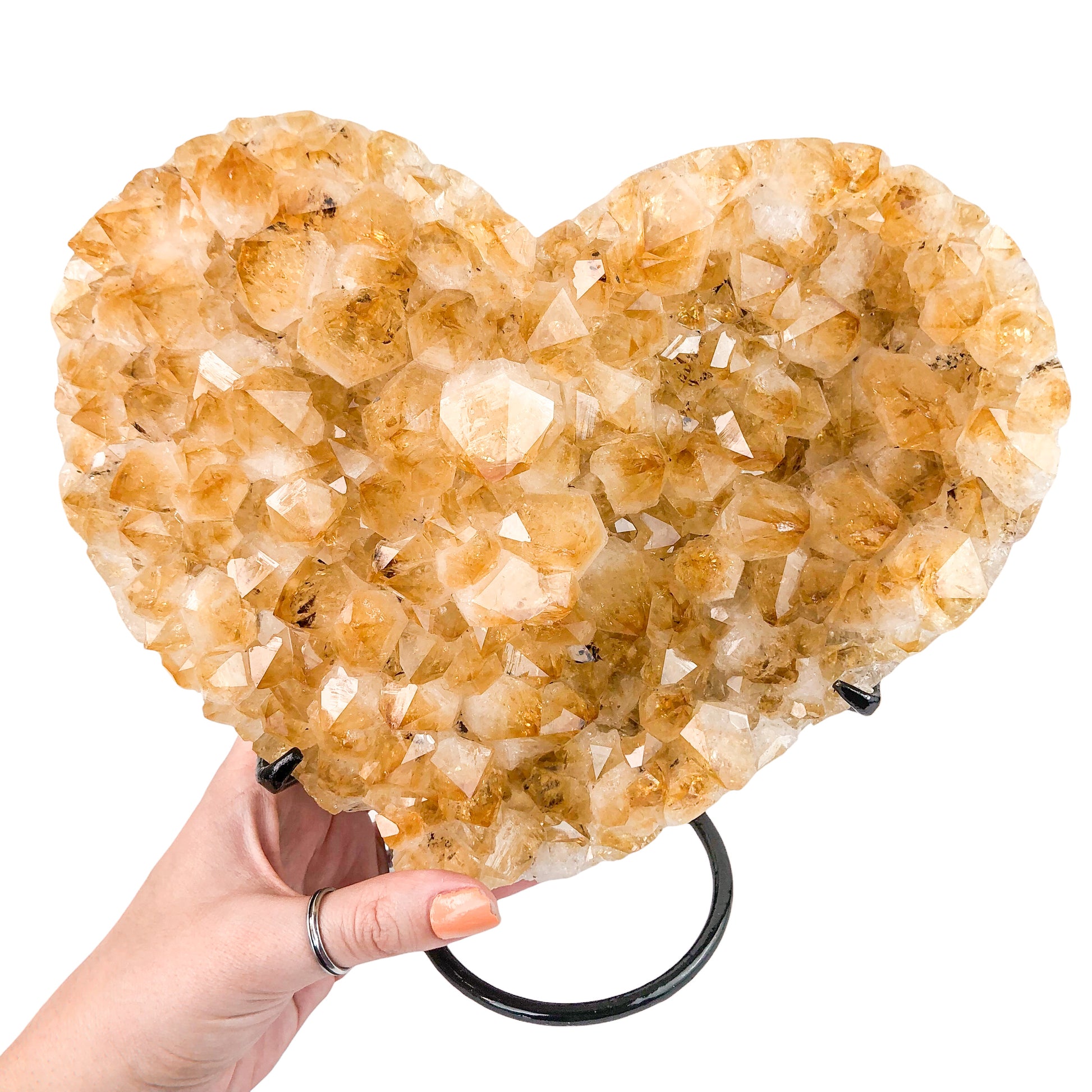 Citrine Cluster Heart on Stand