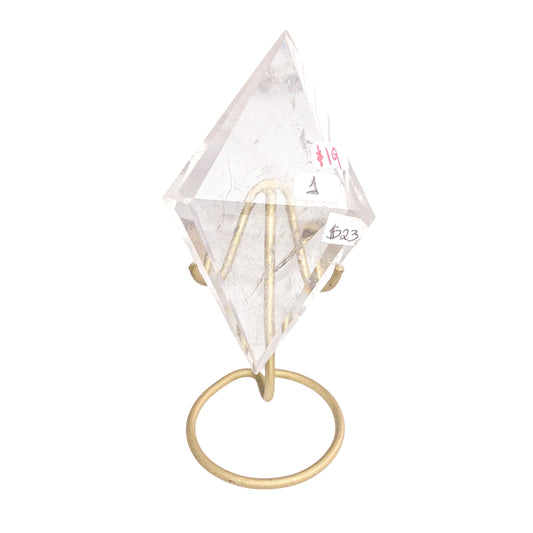 Clear Quartz Diamond on Stand