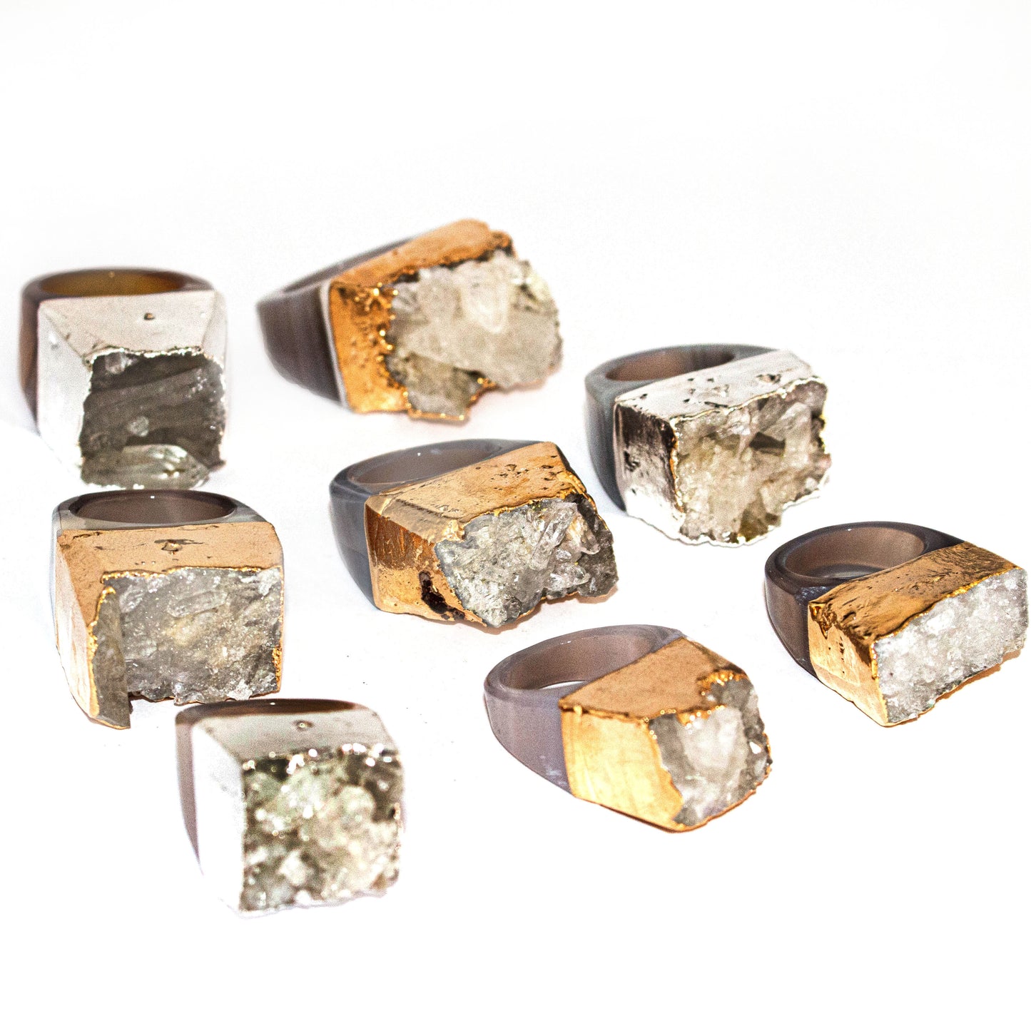 Plated edges - clear quartz druzy
