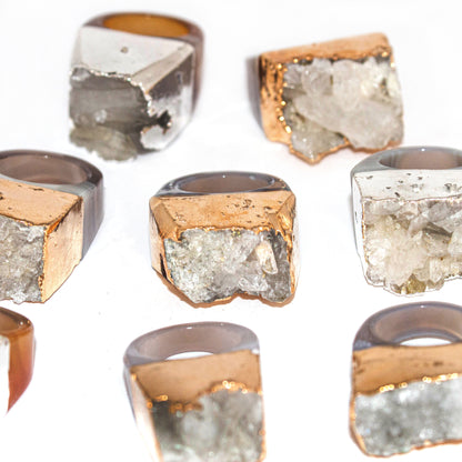 Plated edges - clear quartz druzy