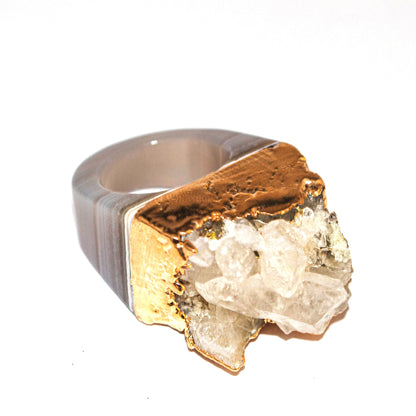 Plated edges - clear quartz druzy