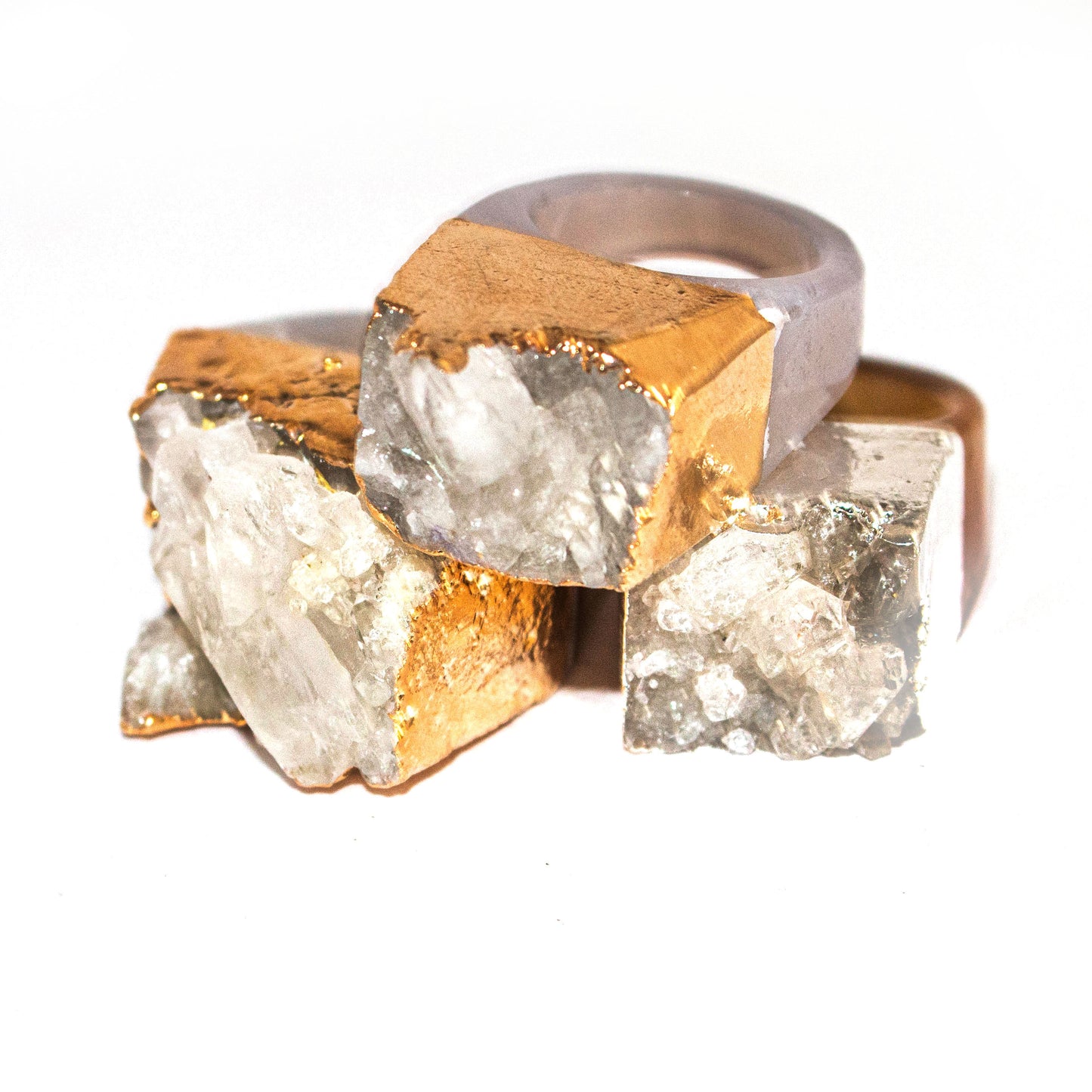 Plated edges - clear quartz druzy