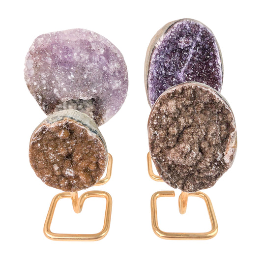 Set Rainbow Druzy on Stand