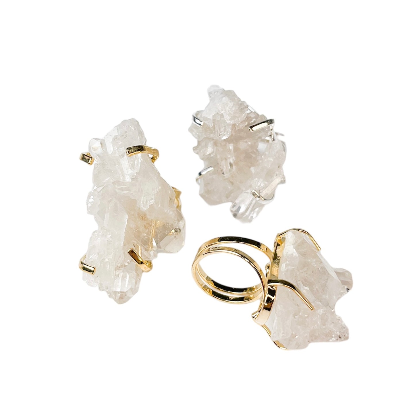 Clear Quartz Cluster Rings