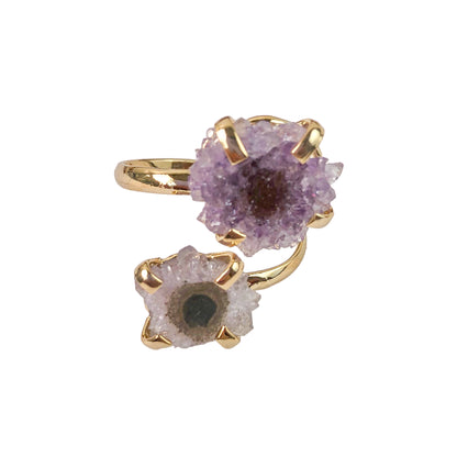 Dual Amethyst Stalactite Rings