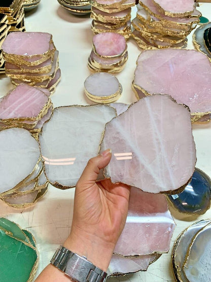 Free Form and Roundish Quartz Coasters - Nativa Gems