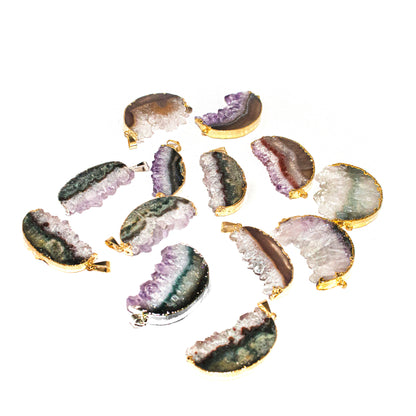 Amethyst Half Moon Pendants