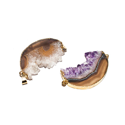 Amethyst Half Moon Pendants