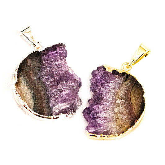 Amethyst Half Moon Pendants