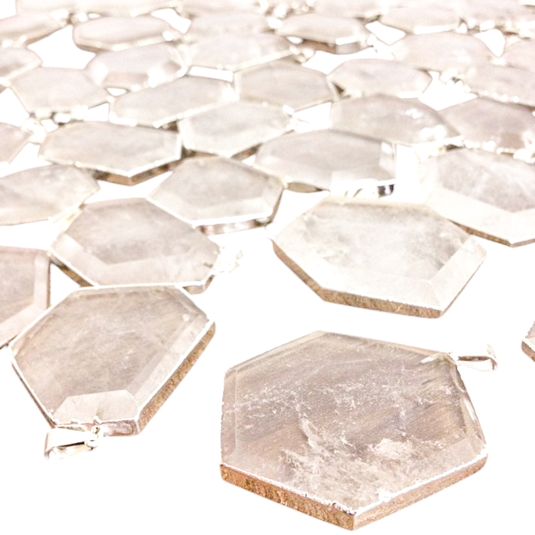 Hexagon Cut Quartz Pendants