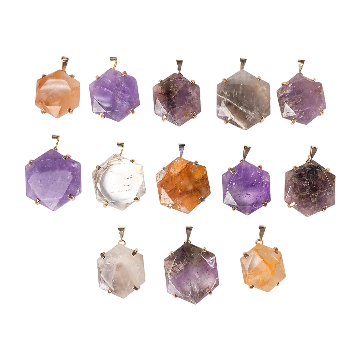 Hexagon Quartz Pendants