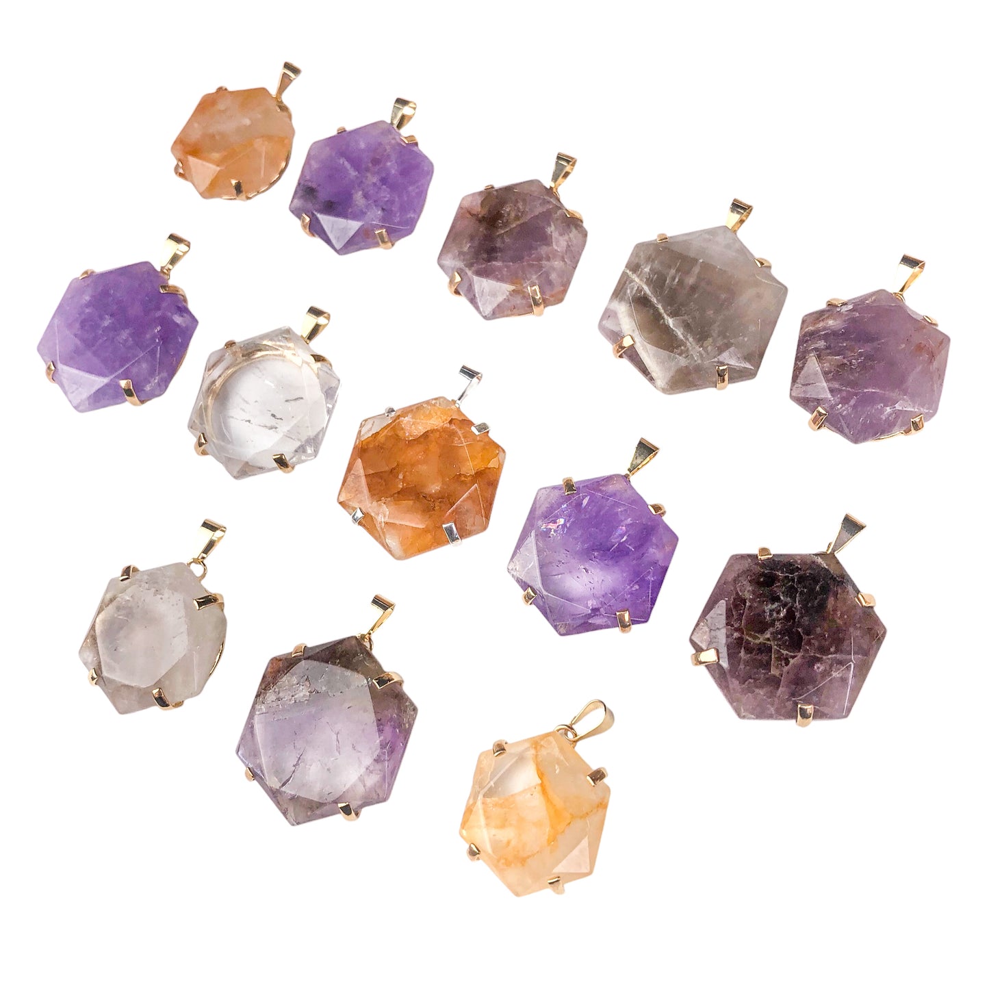 Hexagon Quartz Pendants