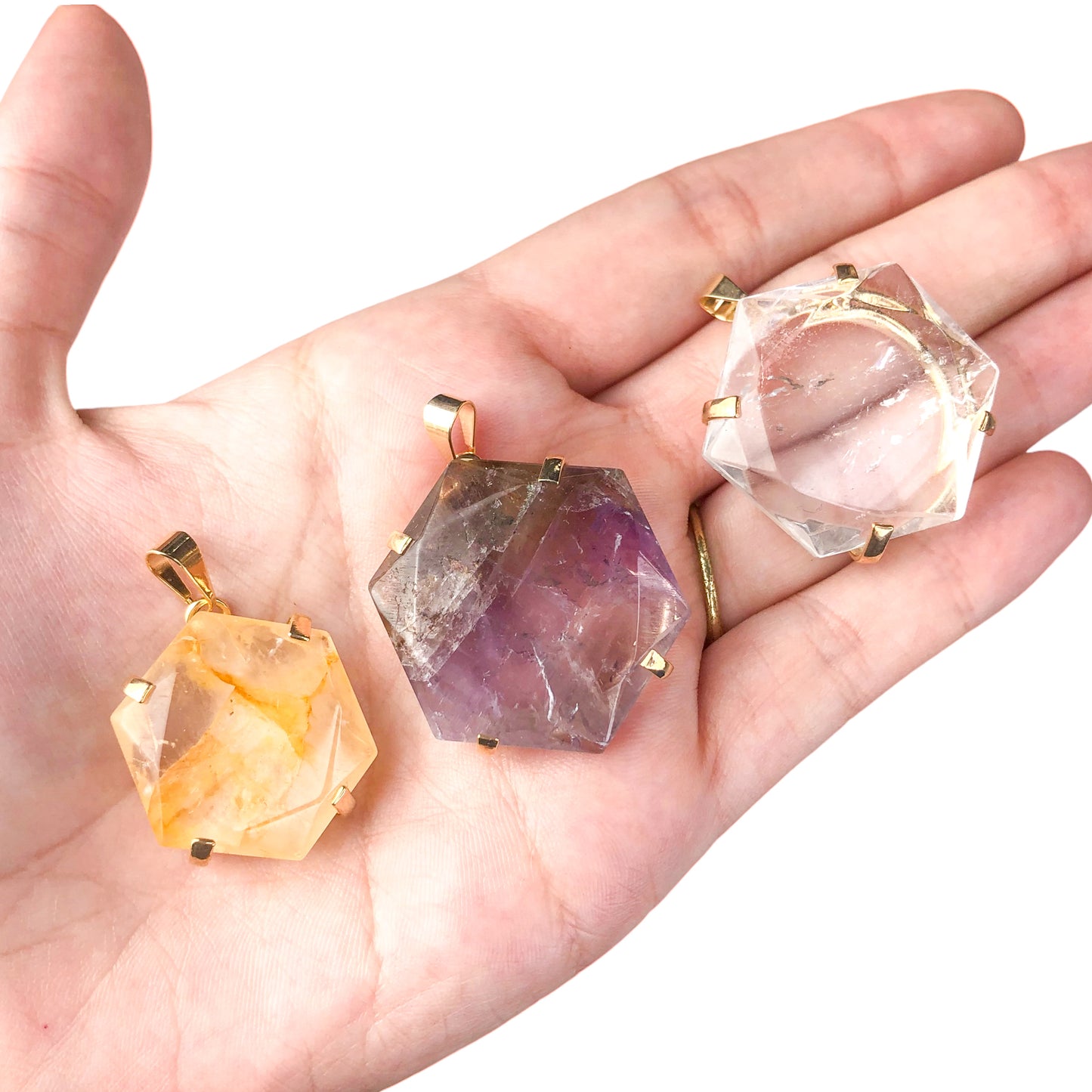 Hexagon Quartz Pendants