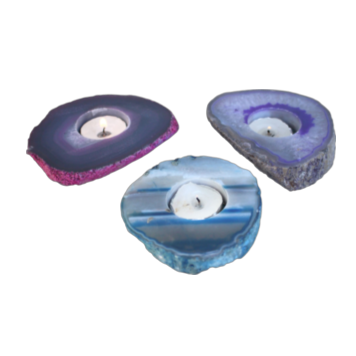 AGATE SLAB CANDLE HOLDERS- B
