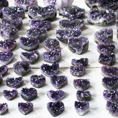 Amethyst Cluster Hearts from Brazil - Nativa Gems