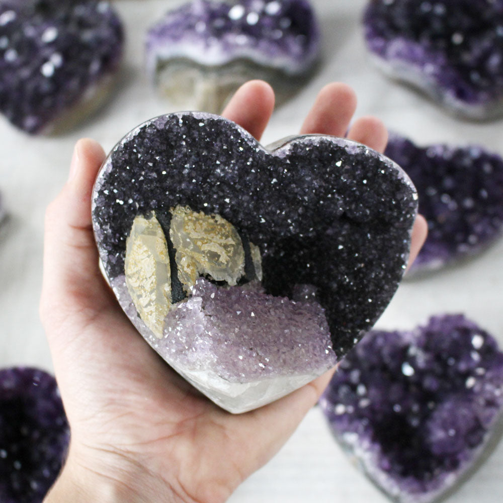 Amethyst Cluster Hearts from Brazil - Nativa Gems