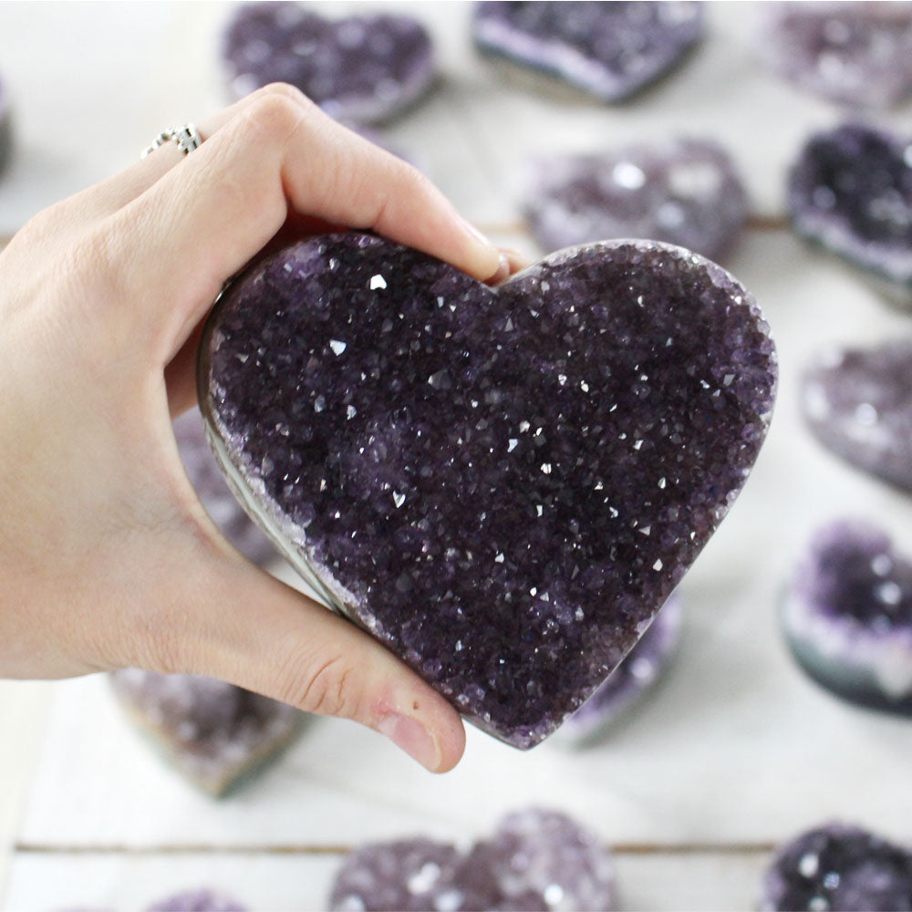 Amethyst Cluster Hearts from Brazil - Nativa Gems