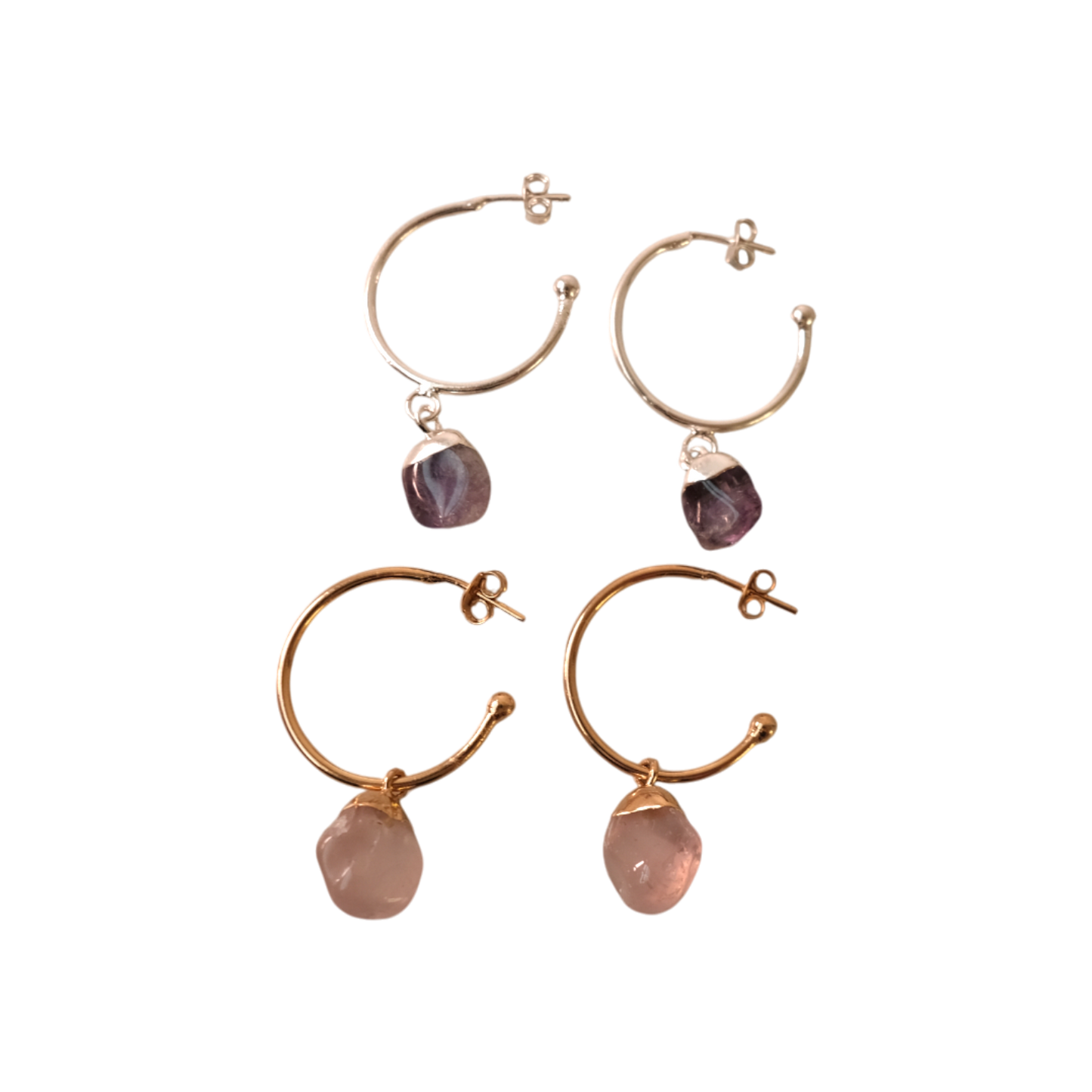 TUMBLE STONE  HOOP EARRINGS