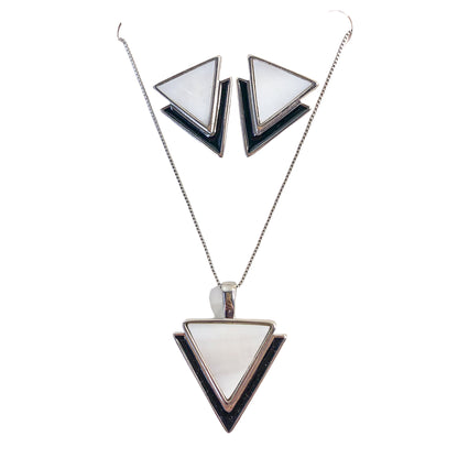 Set of Triangle Earrings and Necklace