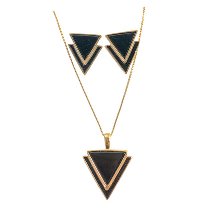 Set of Triangle Earrings and Necklace