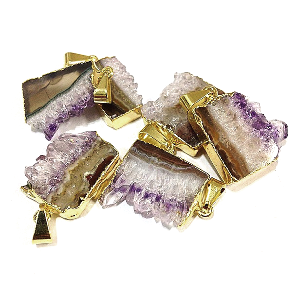 Amethyst Slice Tiny Pendants