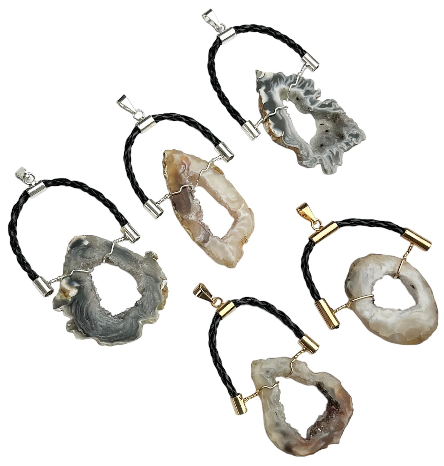 Geode Druzy String Wrap Pendants