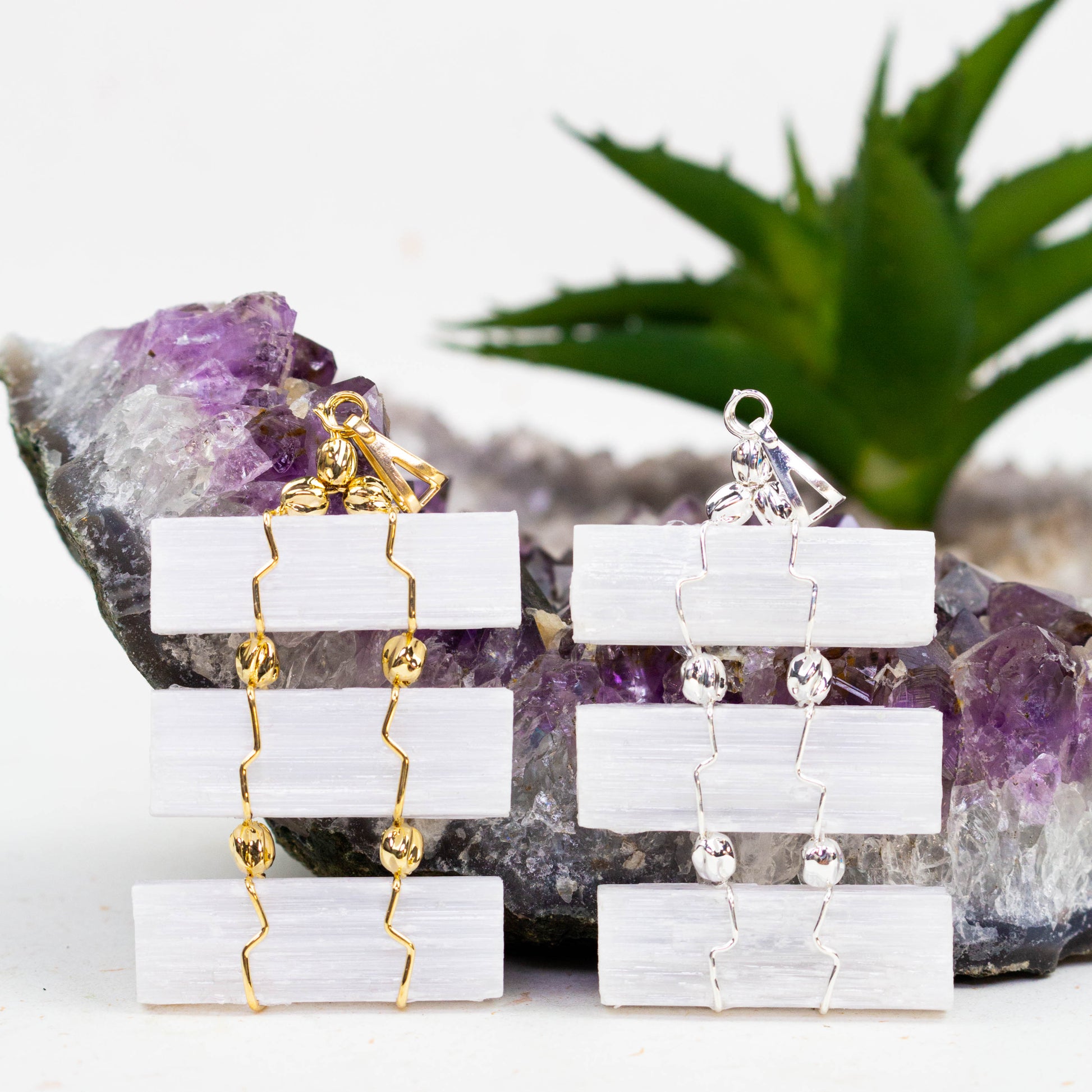 Triple Selenite Link Pendants – Wholesale Brazilian Crystal Jewelry - Nativa Gems