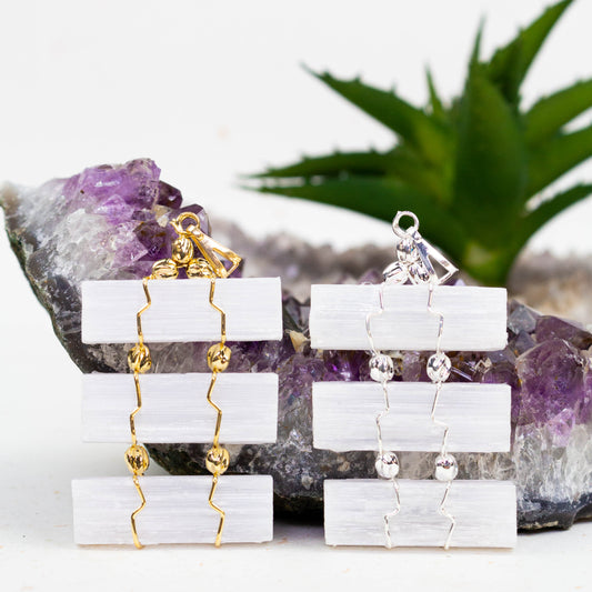 Triple Selenite Link Pendants – Wholesale Brazilian Crystal Jewelry - Nativa Gems
