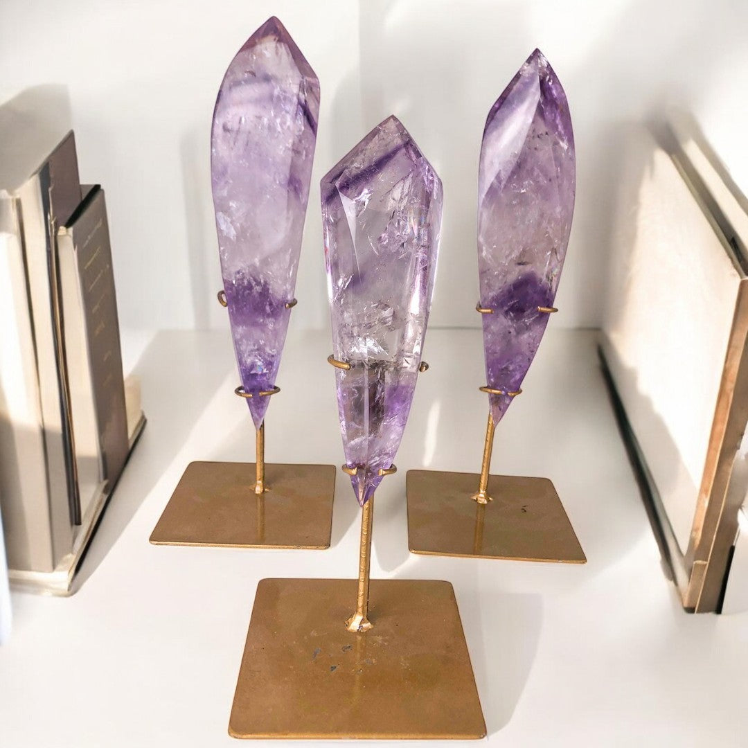 Polished Amethyst Phantom on Stand