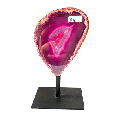 Pink Agate Geode on Stand