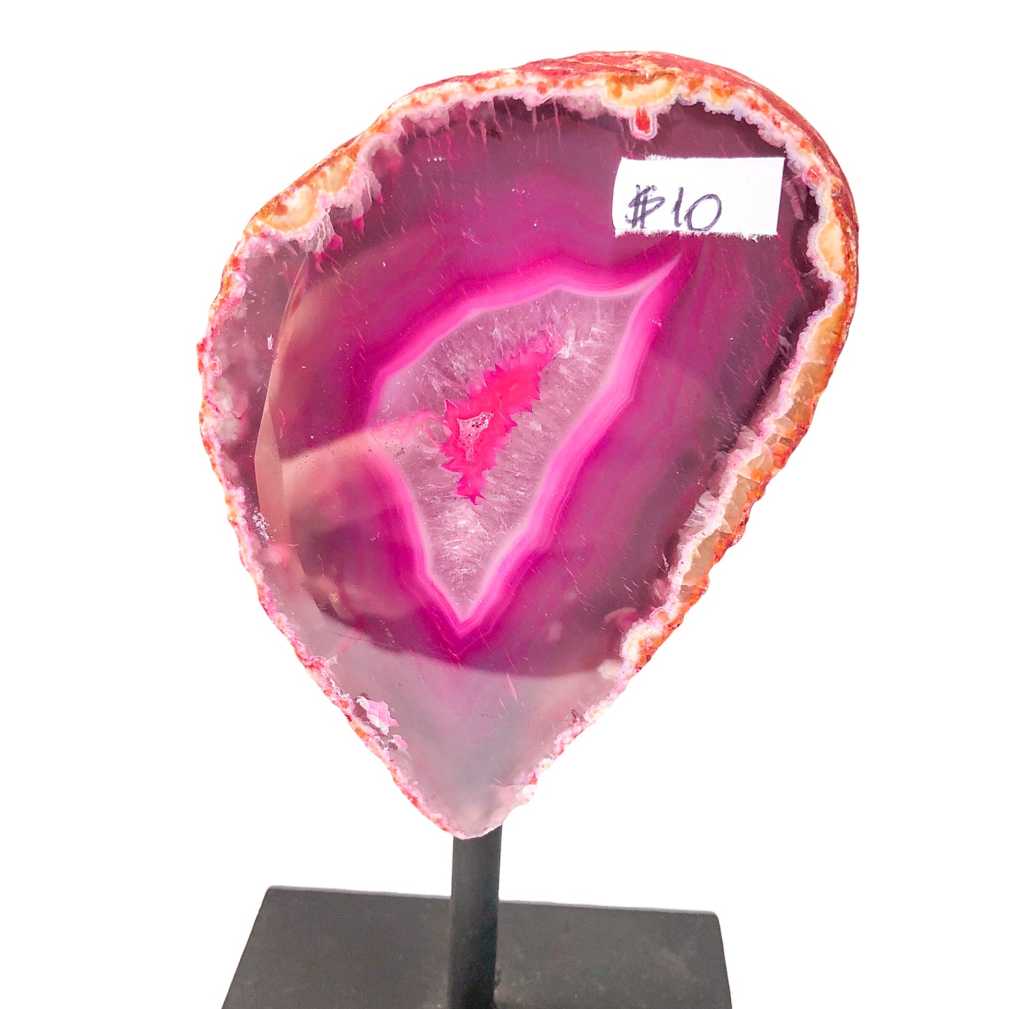 Pink Agate Geode on Stand